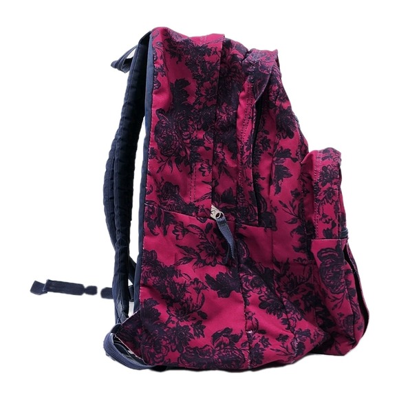 Vintage Jansport Superbreak Backpack Maroon With Navy Floral Graphics Fall 2015 - Picture 4 of 16